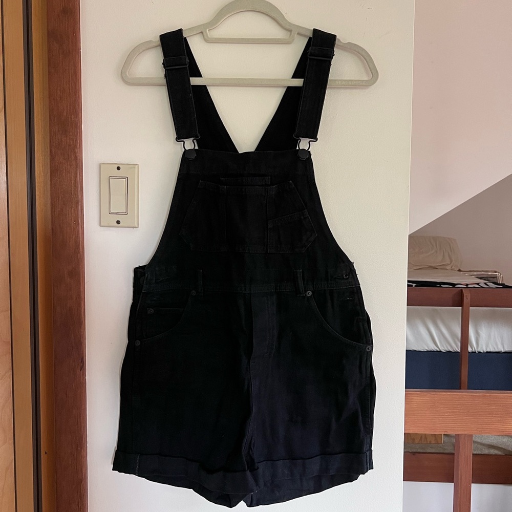 Monki Black Overall Shorts